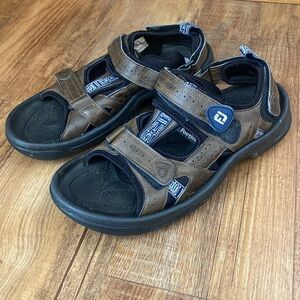 Footjoy Golf Sandals Brown Adjustable Velcro Straps with Spikes size 10M